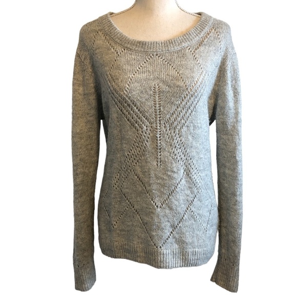 ROXY Women's Candidate Waves Pointelle Pullover Sweater Size Medium Gray - Picture 10 of 10